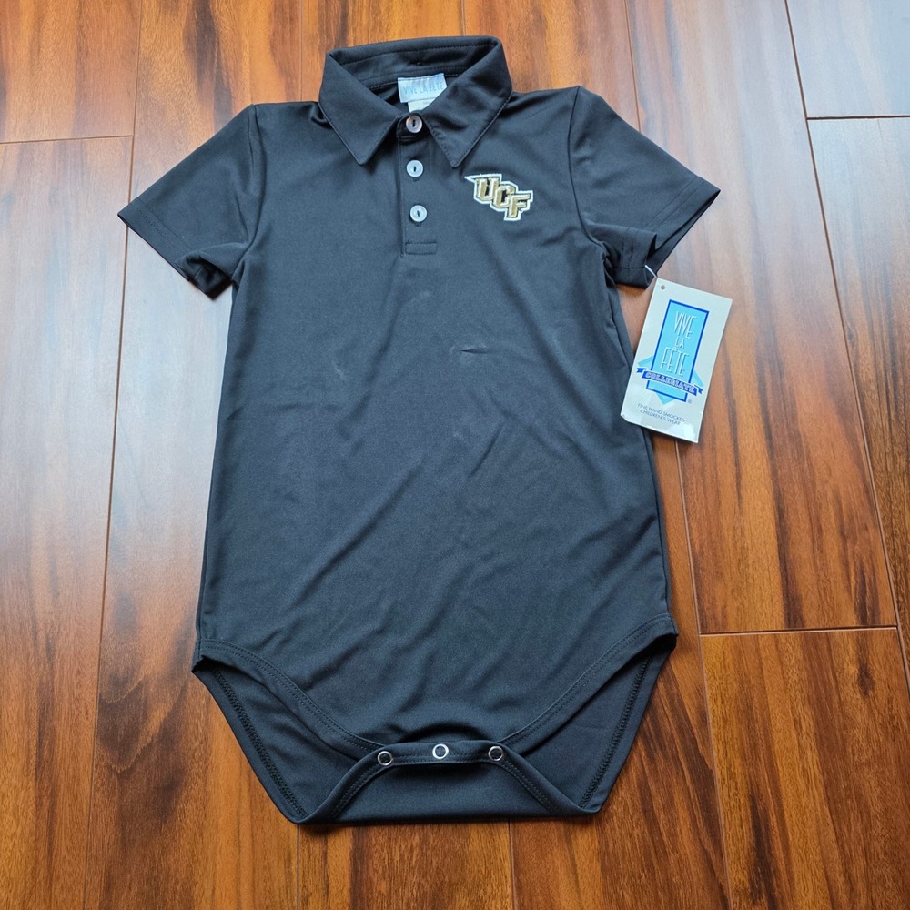 Vive La Fete UCF Knights Infant Polo Bodysuit Black 24M New With Tags